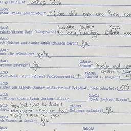 Western questionnaire, answ...