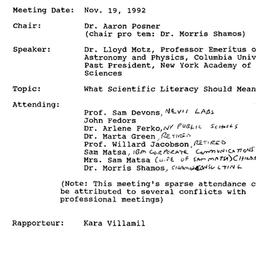 Minutes, 1992-11-19. Scient...