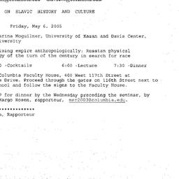 Announcements, 2005-05-06. ...