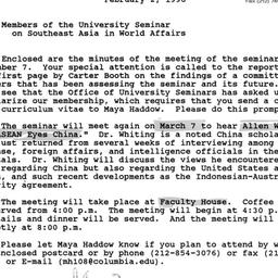 Announcements, 1996-03-07. ...