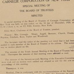 Board Meeting, 12/3/1920