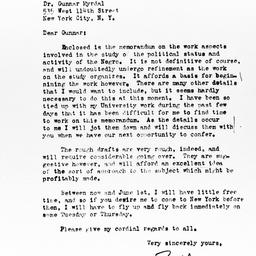 Letter from Ralph J. Bunche...