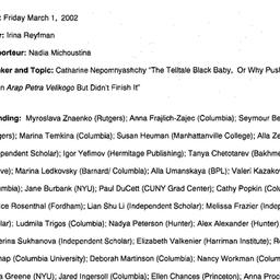 Minutes, 2002-03-01. Slavic...