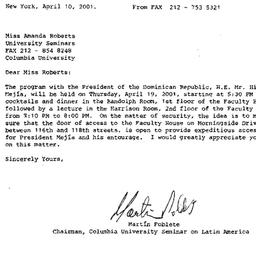 Correspondence, 2001-04-10....