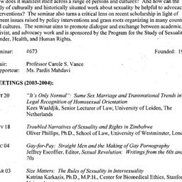Schedules, Sexuality, Gende...