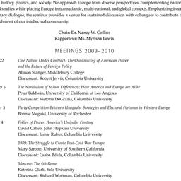 Schedules, Modern Europe, s...