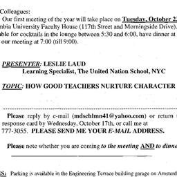 Announcements, 2001-10-23. ...