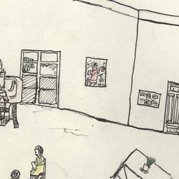 Drawing Of A Woman Sewing
