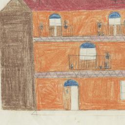 Depicts Orange House With R...