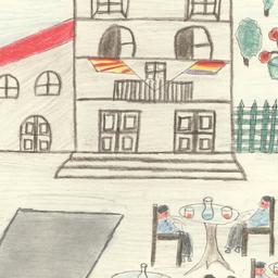 This Drawing Shows A Cafe W...