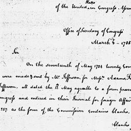 [Document, 1785 March 03]