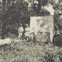 Two Women with Tent and Car...