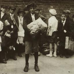 Boy with Package and Group ...