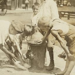 Boys around Fire Hydrant