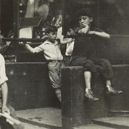 Boys in Front of Barber Shop