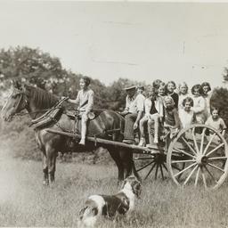Man with Children on Horse ...