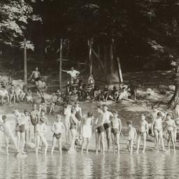 Boy Campers Around Shore