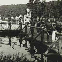 Boys on Lakeside Dock