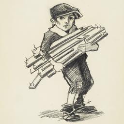 Boy Carrying Wooden Planks