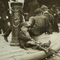 Crippled Boy Resting Agains...