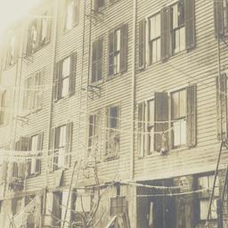 Rear View of Burned Buildings