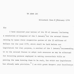 [Document, 1779 February 8]