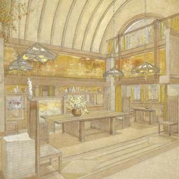 Drawing of dining room, Dan...