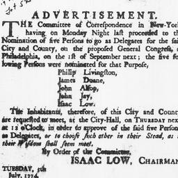 [Document, 1774 July 05]