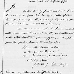 [Document, 1796 April 25]