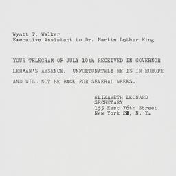 Telegram: 1962 July 11