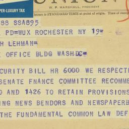 Telegram: 1950 June 19