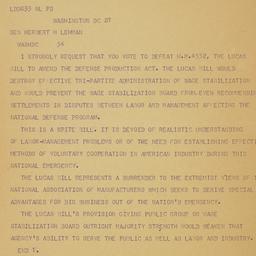 Telegram: 1951 June 27