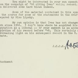 Memorandum: 1954 October 15