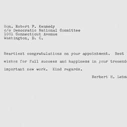 Telegram: 1960 December 16
