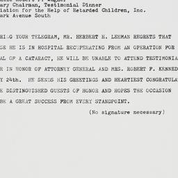 Telegram: 1962 May 18