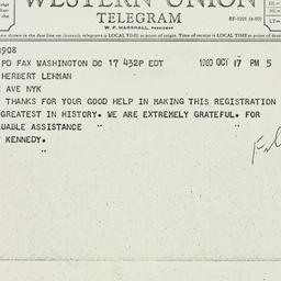 Telegram: 1960 October 17