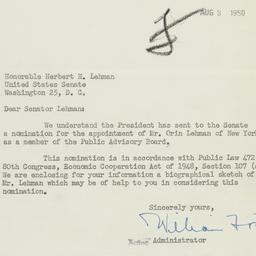 Ephemera: 1950 August 3