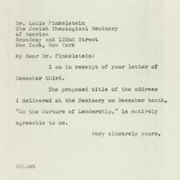 Letter: 1946 December 7
