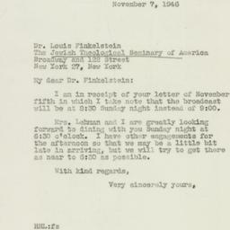 Letter: 1946 November 7