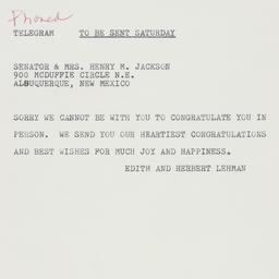Telegram: 1961 December 16