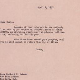 Letter: 1957 April 1