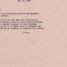 Letter: 1957 May 21