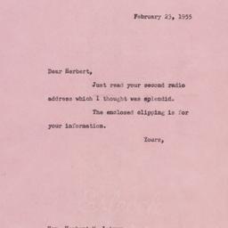 Letter: 1955 February 23