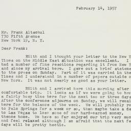Letter: 1957 February 14