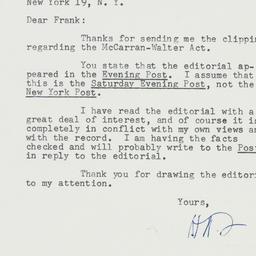 Letter: 1958 January 8