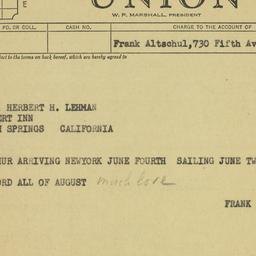 Telegram: 1957 March 6