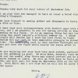 Letter: 1957 September 6