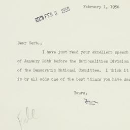 Letter: 1956 February 1