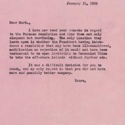 Letter: 1955 January 31