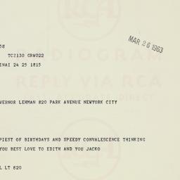 Telegram: 1963 March 26